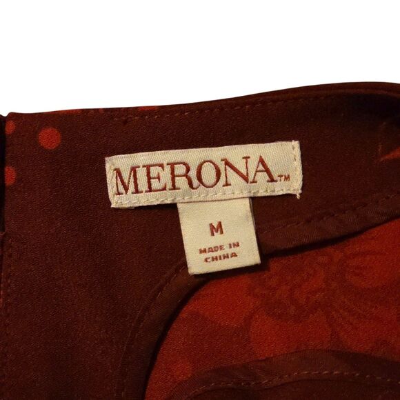 VTG Merona Slip Dress M Dark Academia Witchy Blood Red Silky Goblin Cottage - Picture 3 of 11
